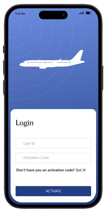 ADU mobile login screen